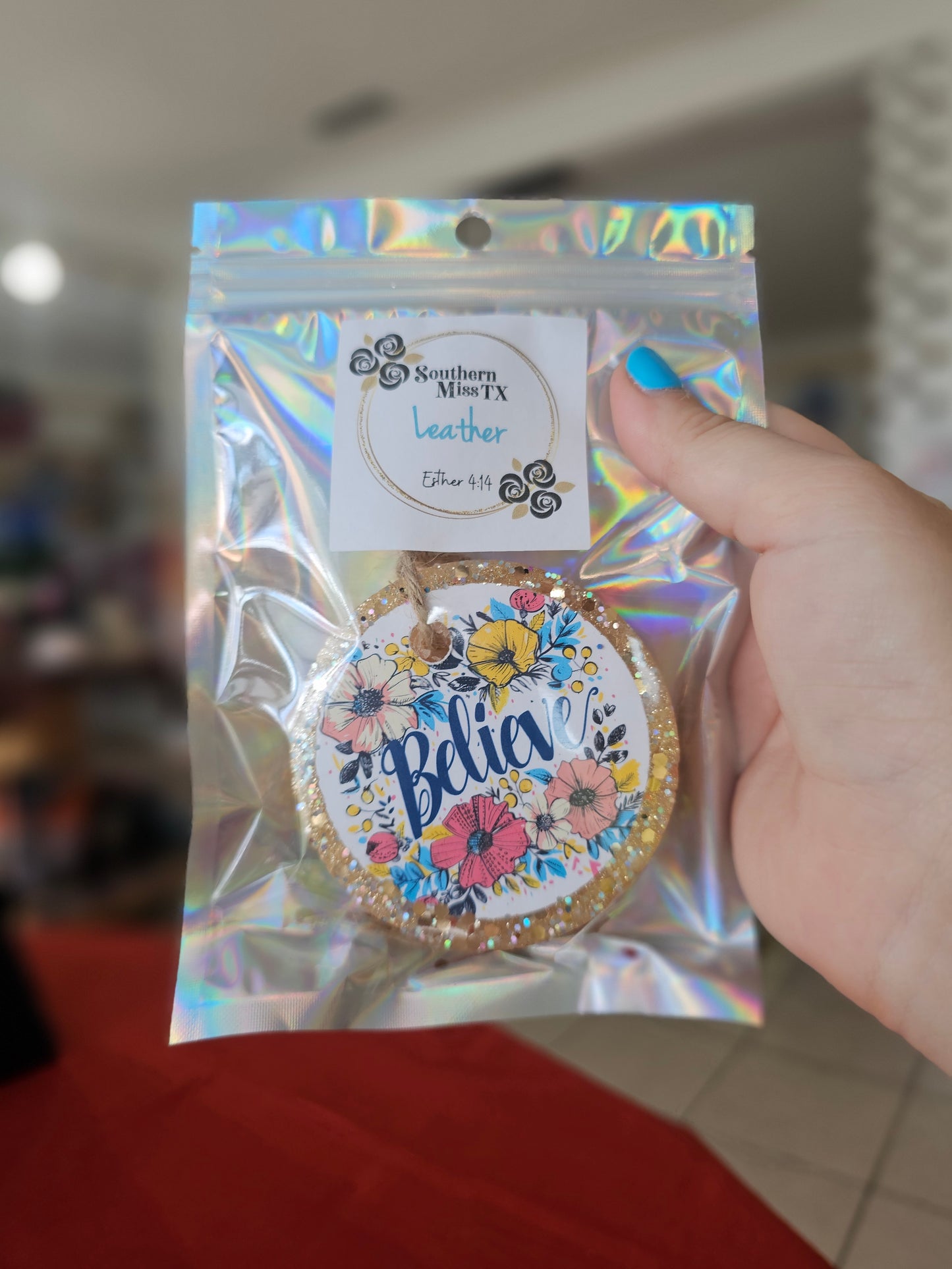 Believe Car Freshie | Leather