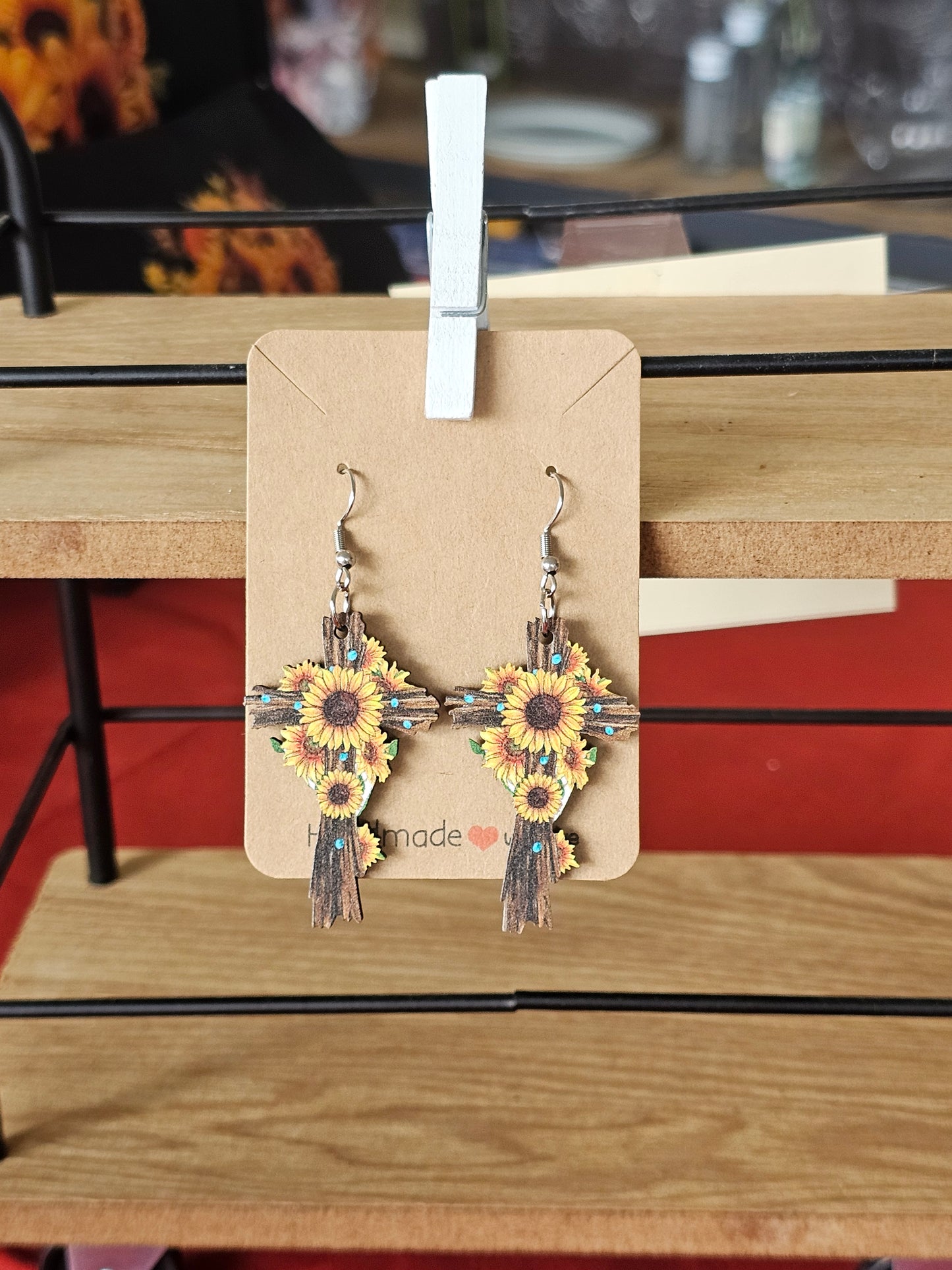 Sunflower Cross Earrings