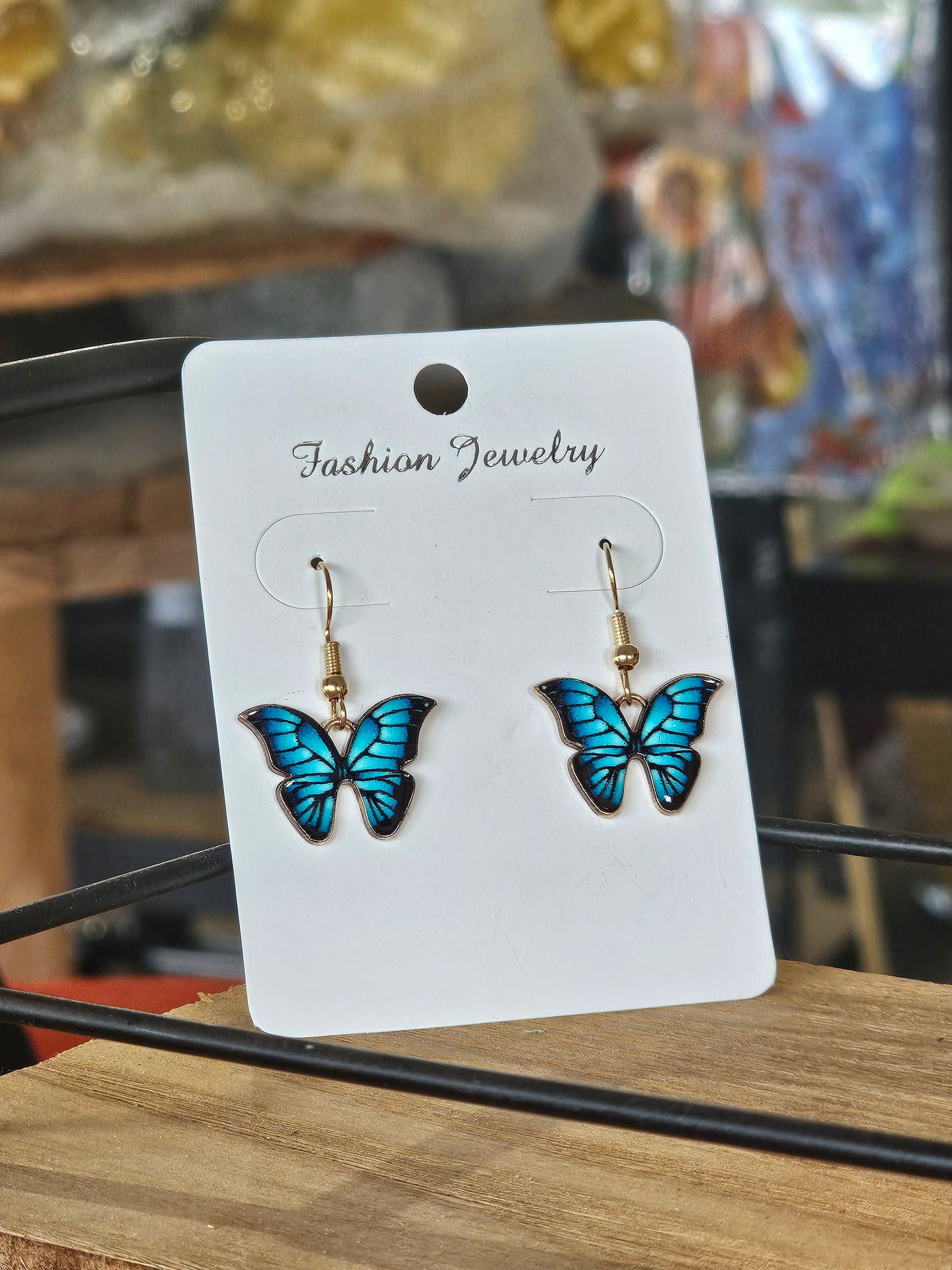 Blue Dainty Butterfly Earrings
