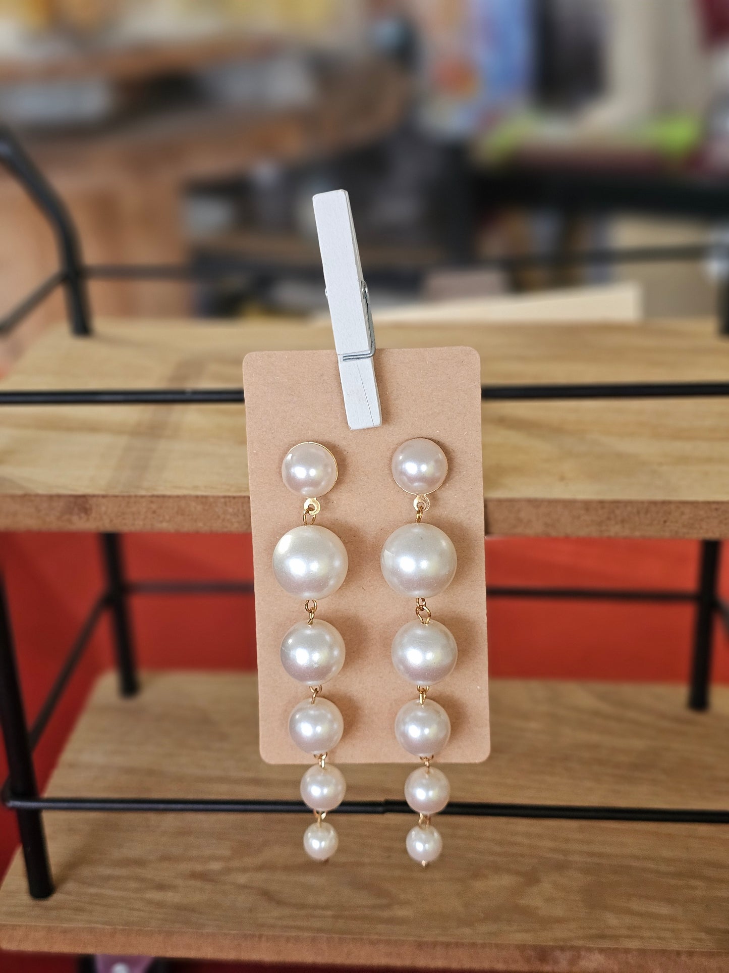 Stacked Pearl Dangle Earrings