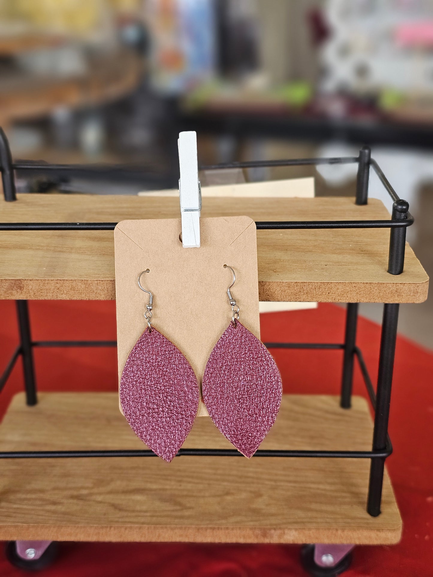 Maroon Leather Earrings