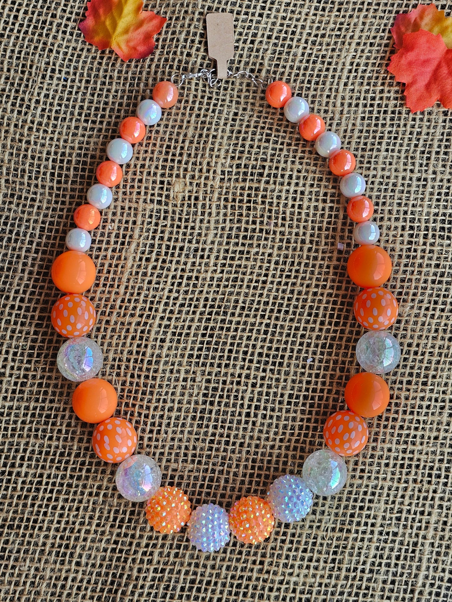 Orange Crystal Beaded Bubble Necklace