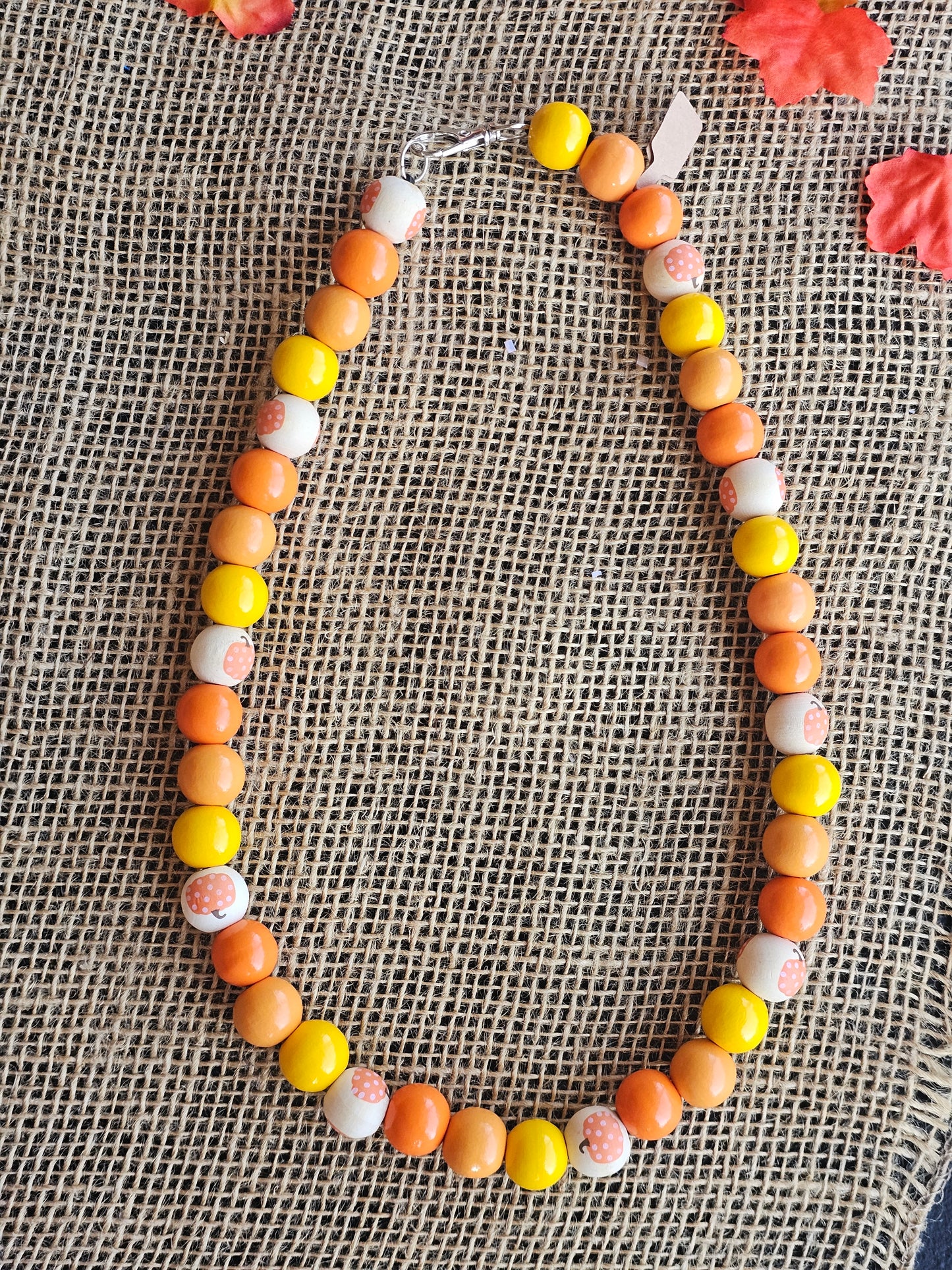 Spotted Pumpkin Beaded Bubble Necklace
