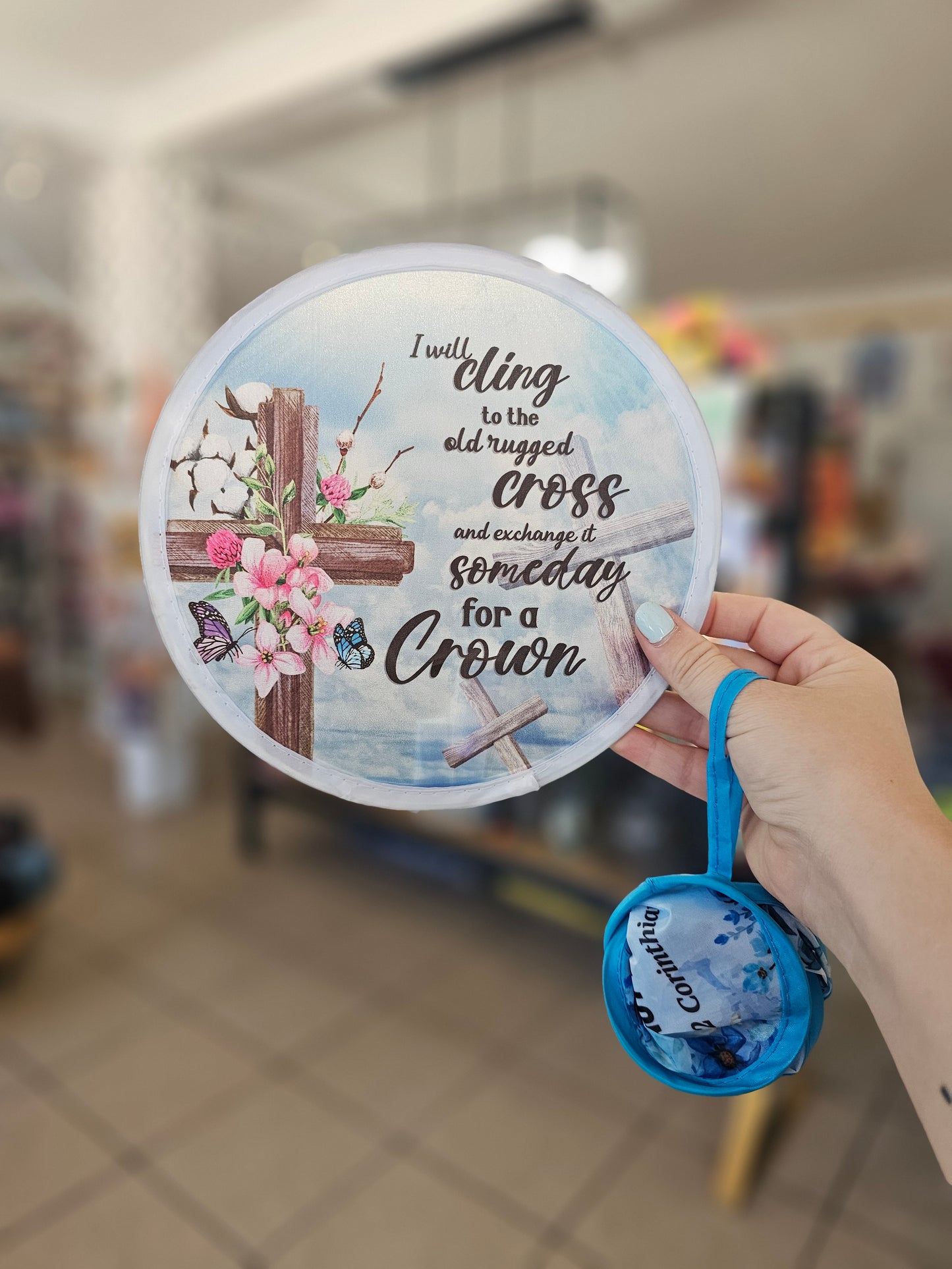 I Will Cling to the Old Rugged Cross Collapsible Fan