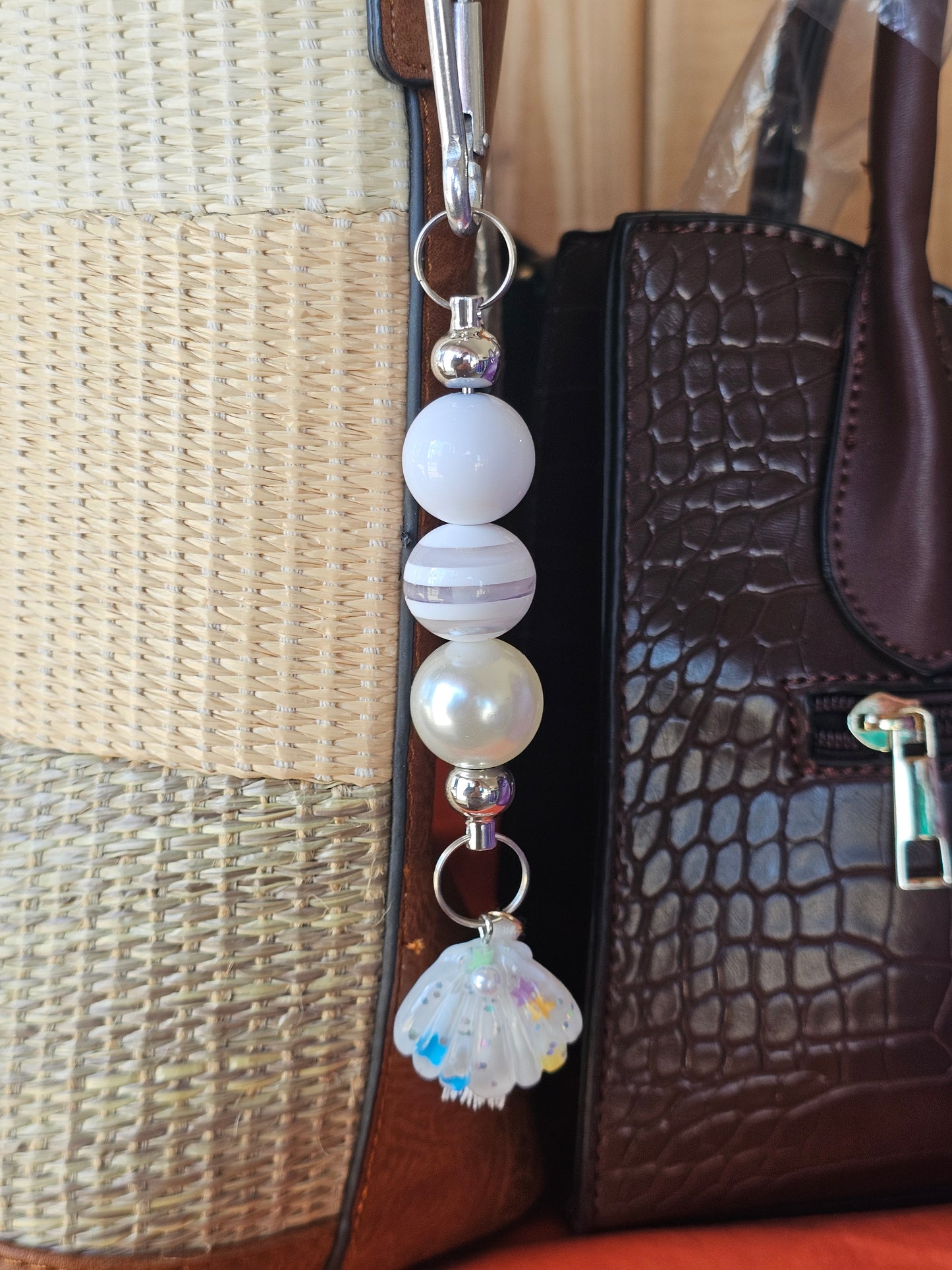 White Sea Shell Bag Charm