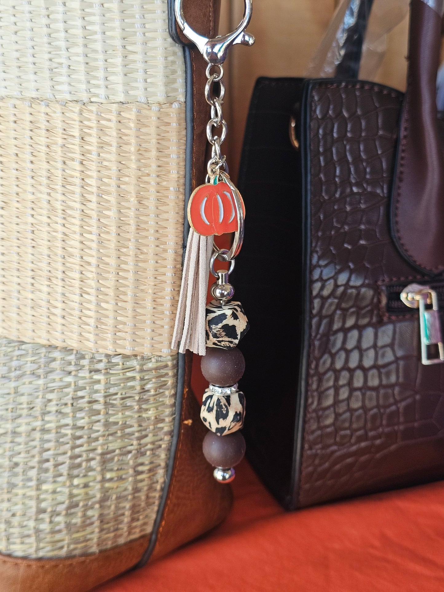 Pumpkin Leopard Bag Charm