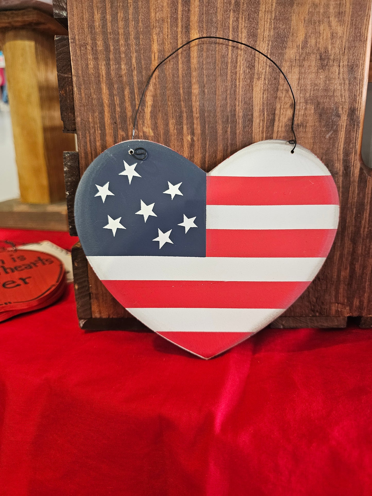 American Flag Heart Sign