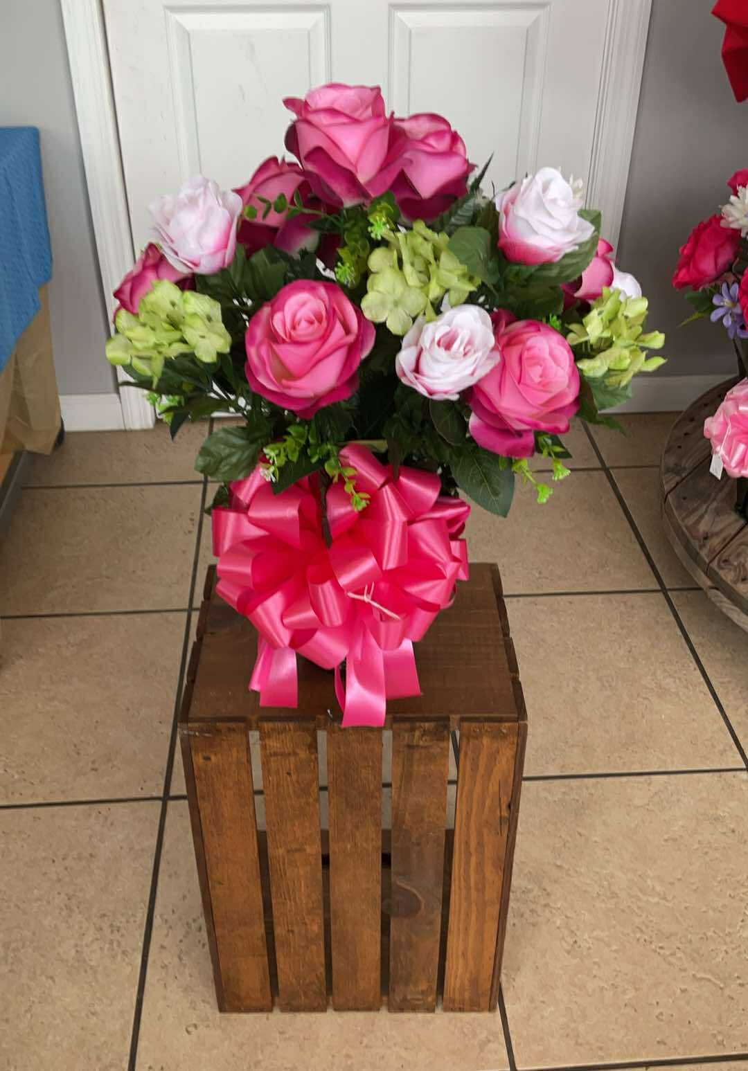 “Tenderly Remembered” in Pink Rose Arrangement