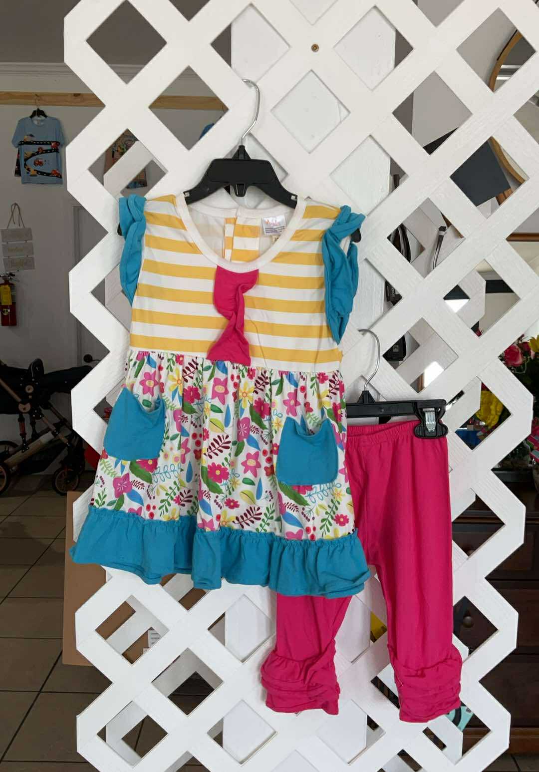 Yellow Florals Ruffle Pants Set