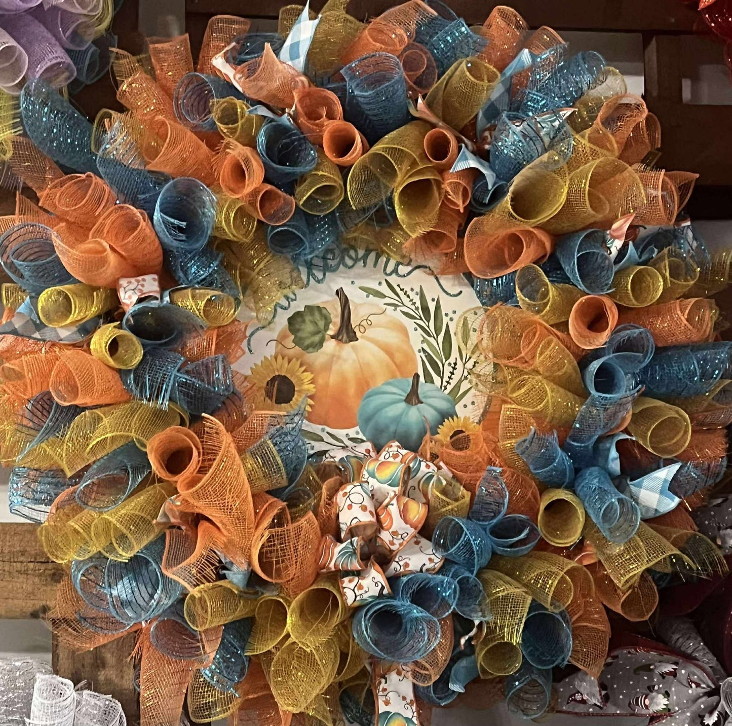 "Pumpkin Patch Welcome" in Teal & Orange