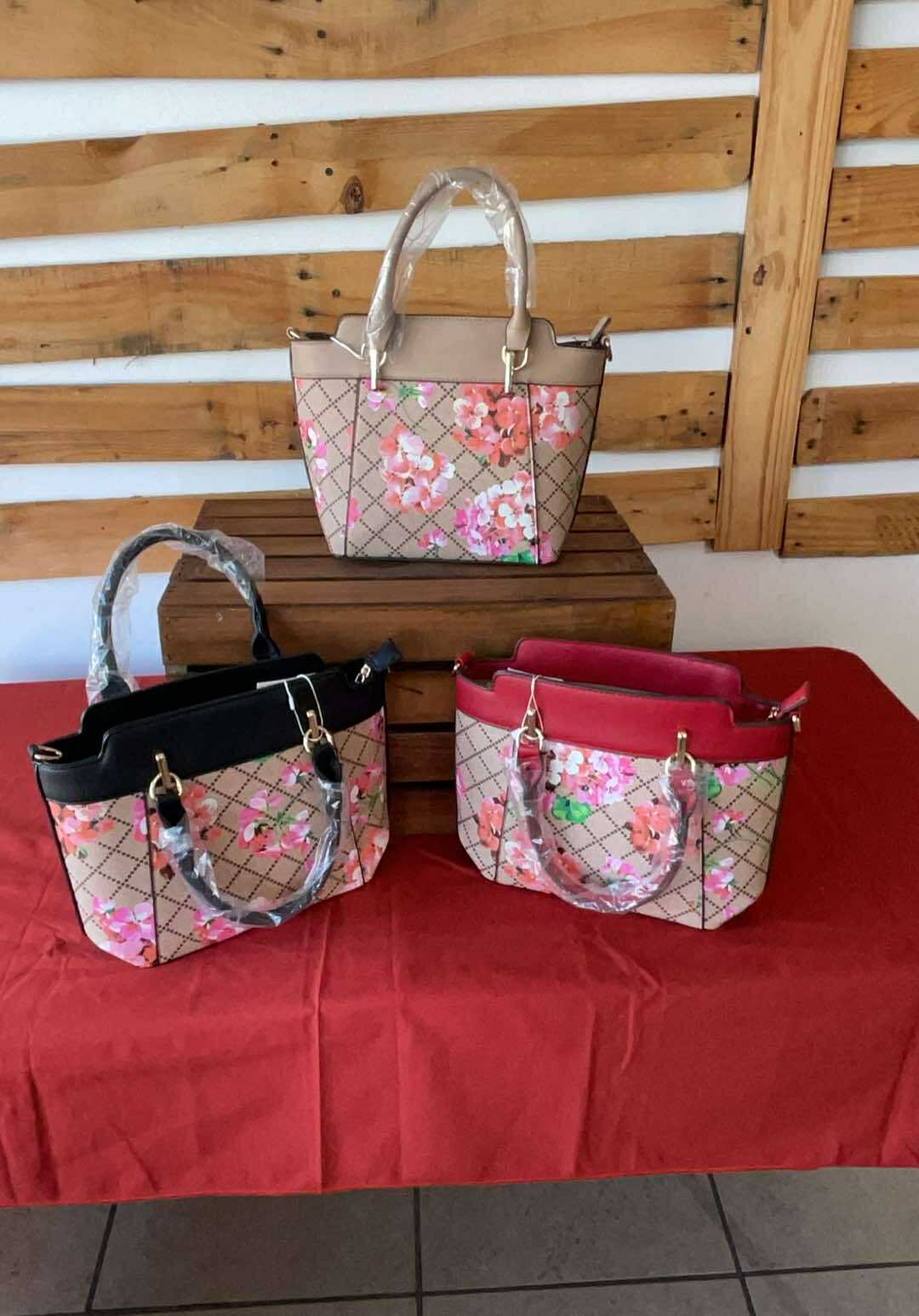 Floral Leather Handbags + Wallet