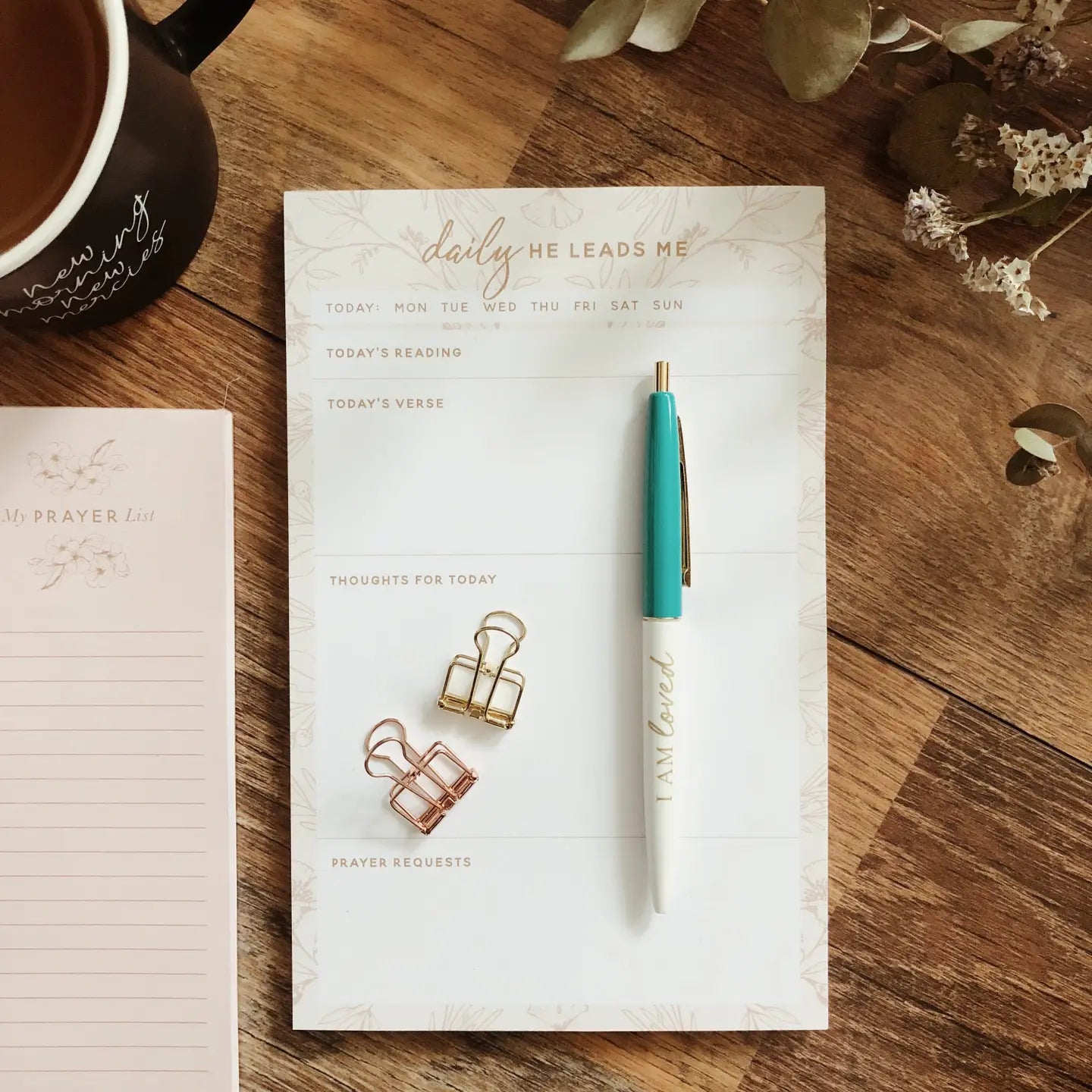 Daily He Leads Me Notepad | Blush Floral