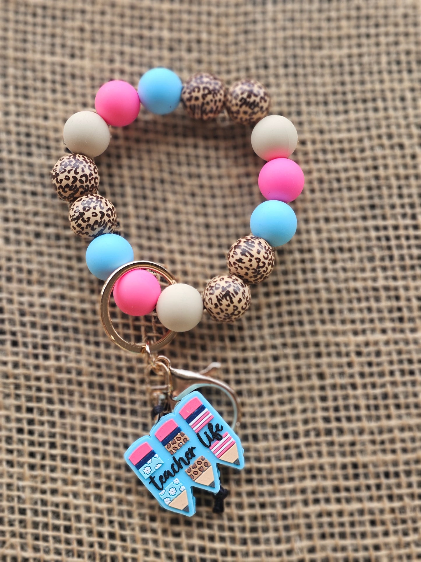 Teacher Life Beaded Key Ring