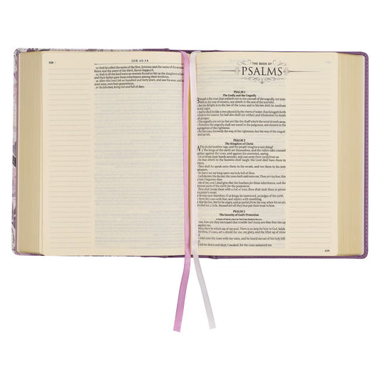 Purple Floral Journaling Bible (Leather) | KJV