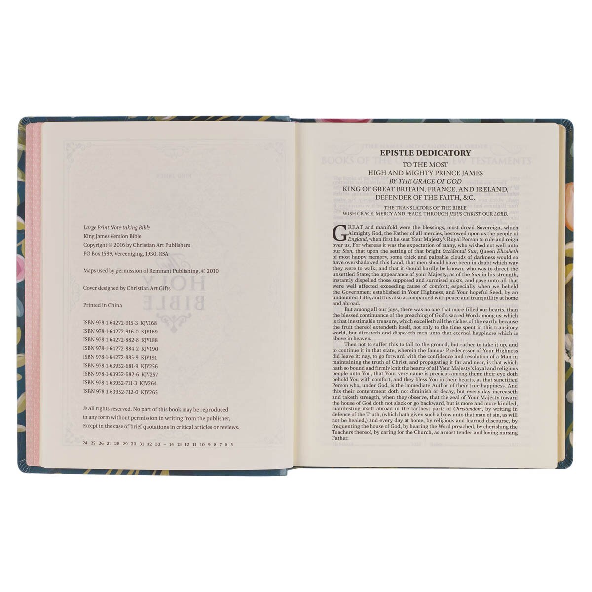 Sage Green Floral Hardcover Amelia Collection Large Print King James Version Note-taking Bible - Luke 22:42