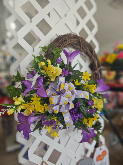 Purple & Yellow Butterfly  Grapevine Wreath