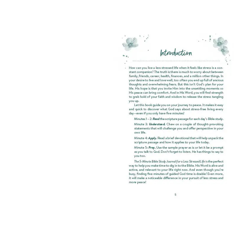 The 5-Minute Bible Study Journal For A Less Stressed Life