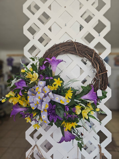 Purple & Yellow Butterfly  Grapevine Wreath