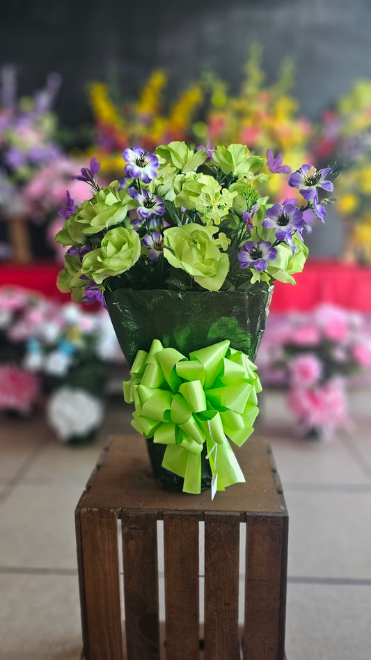 “Grace & Garden Light” in Green & Purple Arrangement