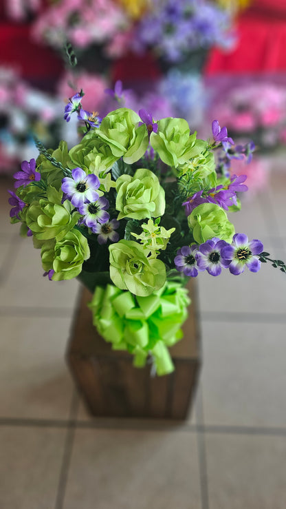 “Grace & Garden Light” in Green & Purple Arrangement