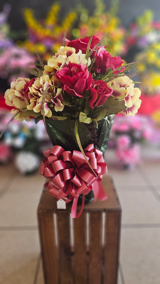 “Forever Cherished” in Red & Cream Arrangement