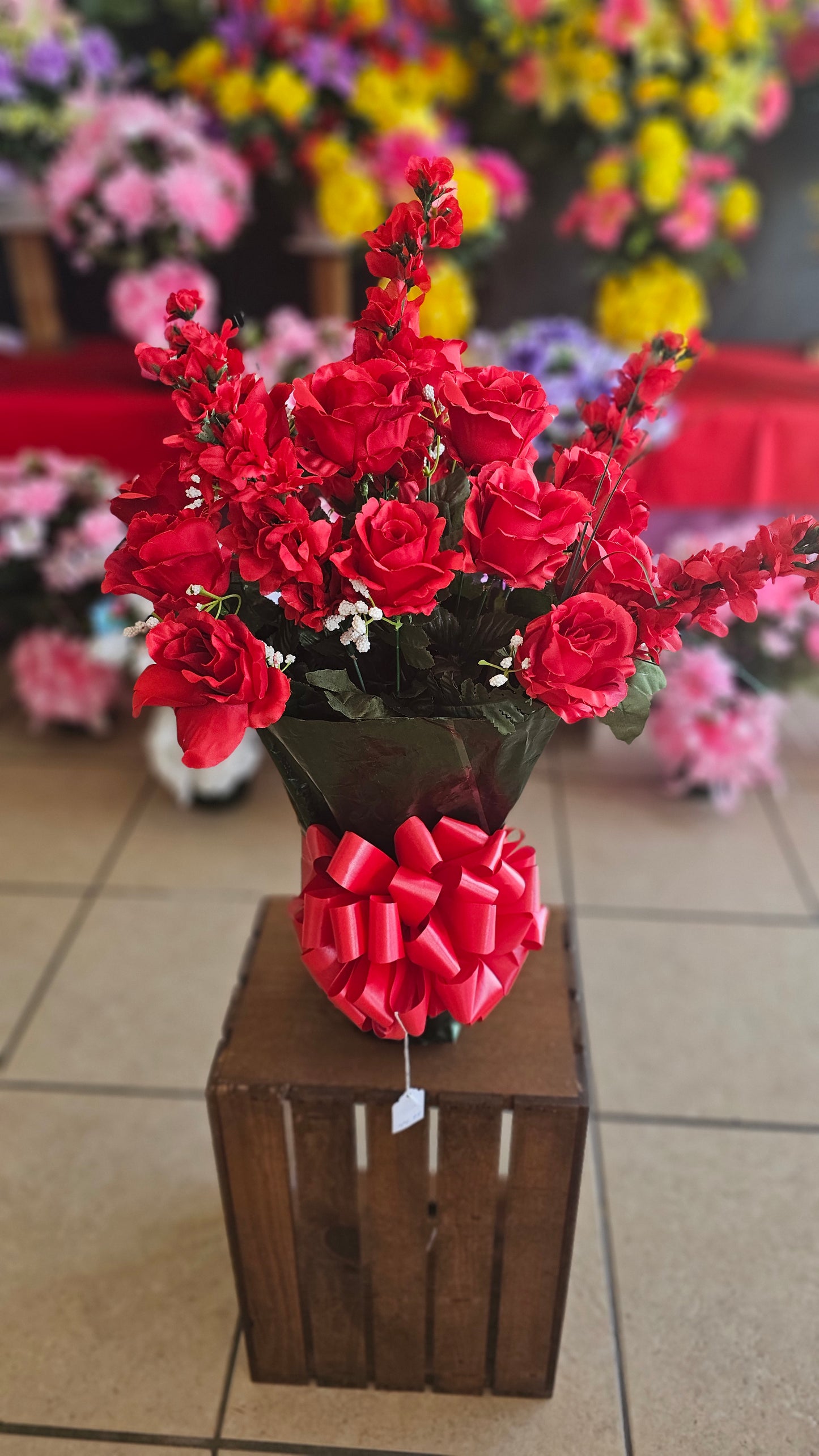 “Forever Loved” in Red Arrangement