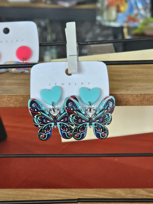 Aqua Butterfly Earrings