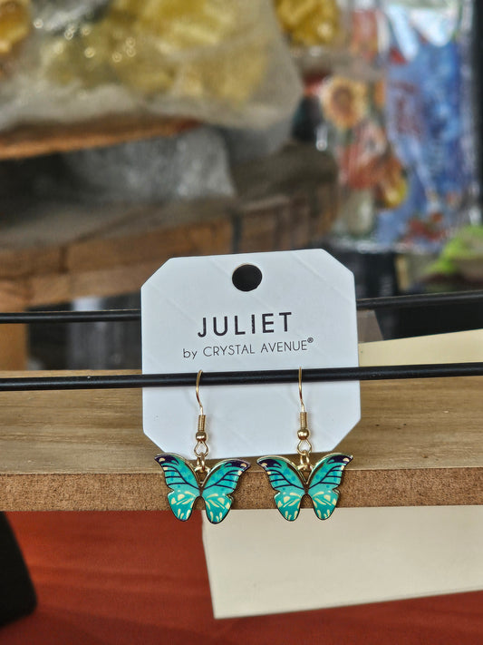 Dainty Aqua Butterfly Earrings