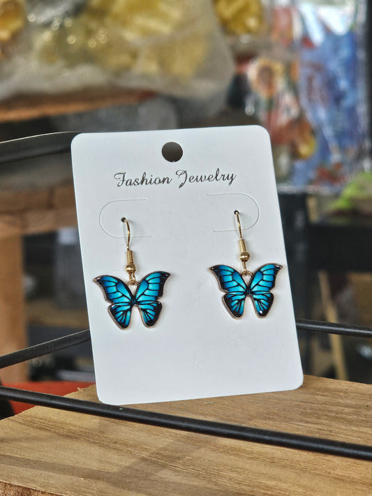 Blue Dainty Butterfly Earrings