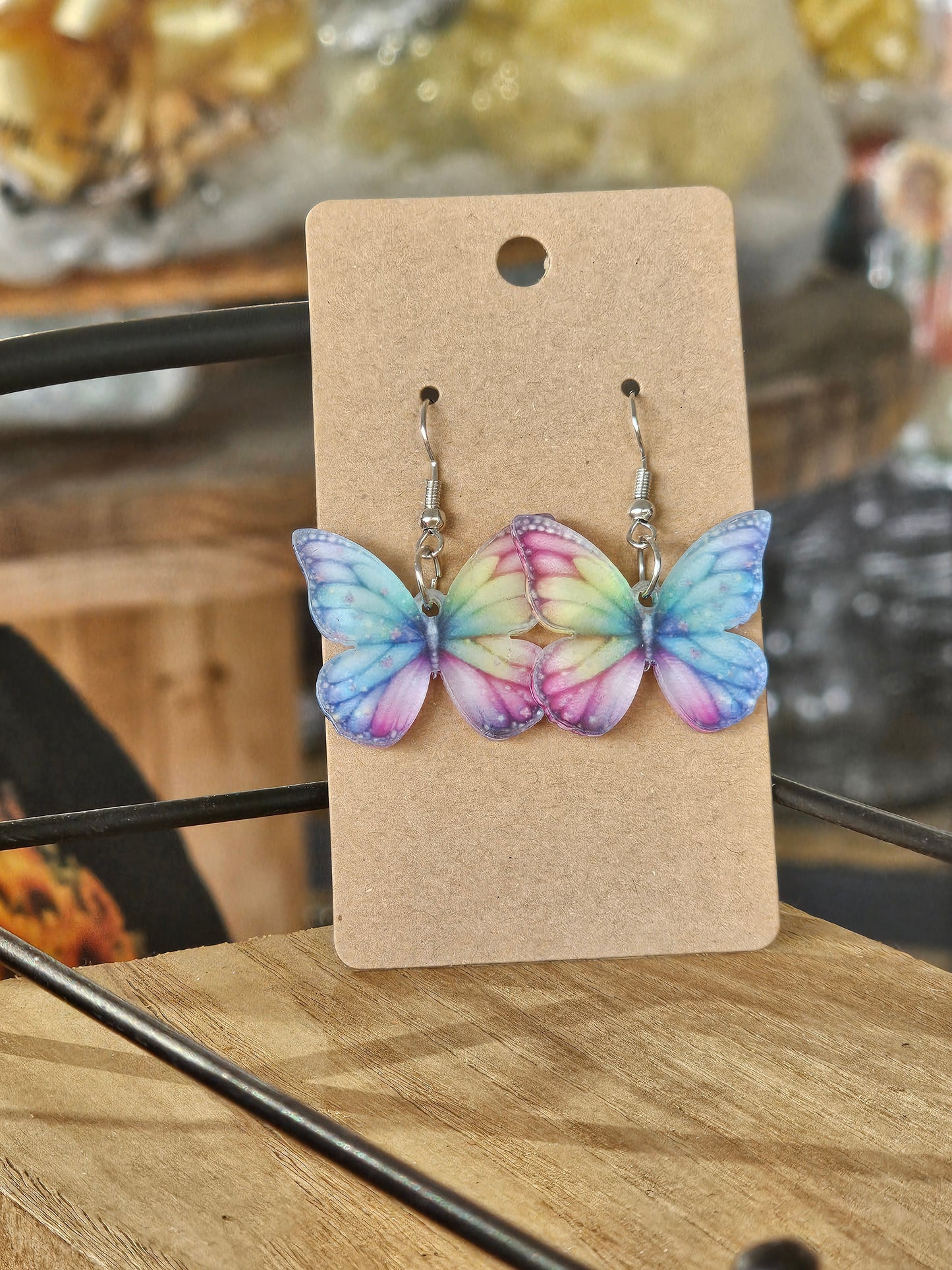 Pastel Rainbow Butterfly Earrings