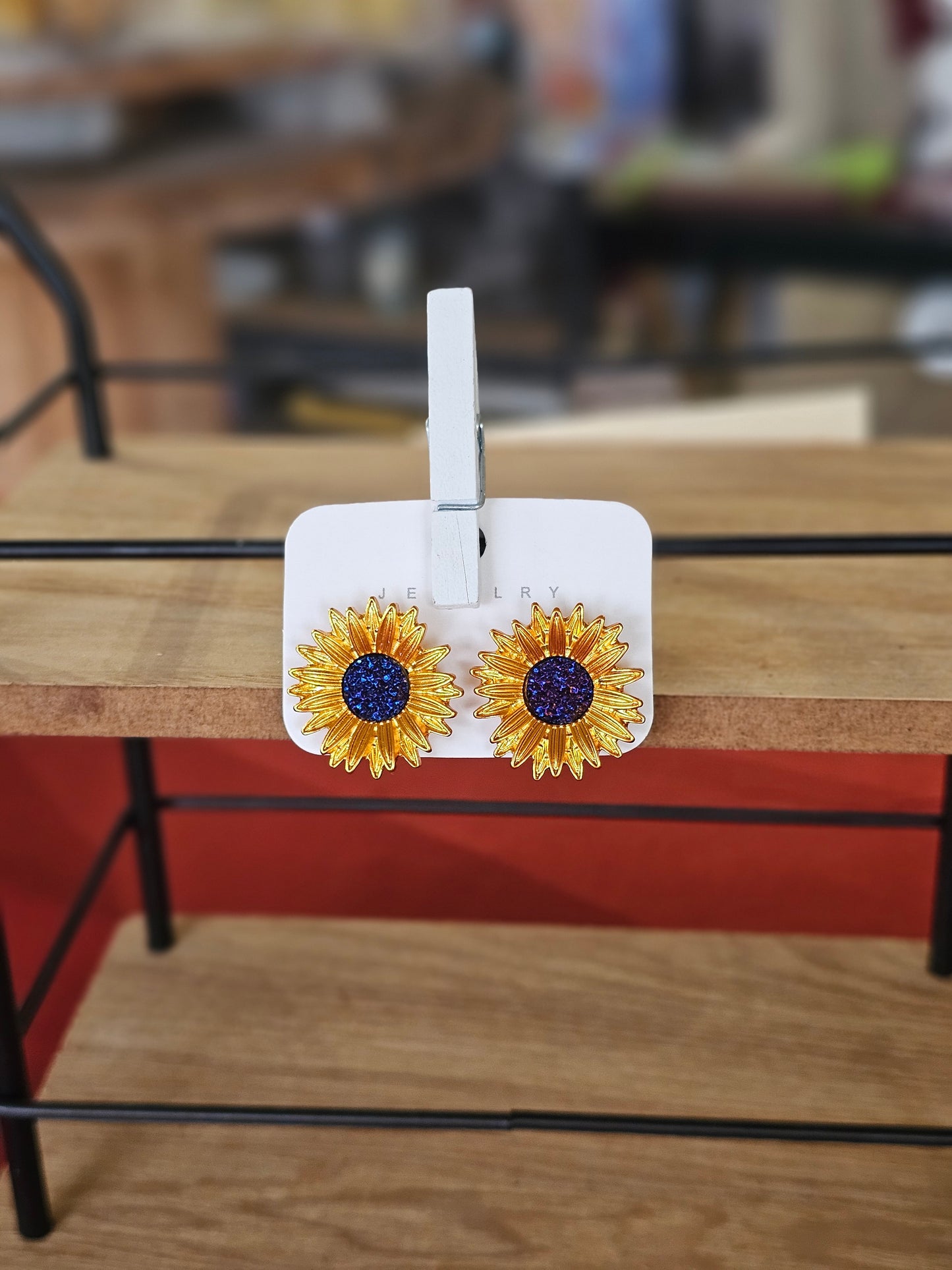 Acrylic Sunflower Stud Earrings