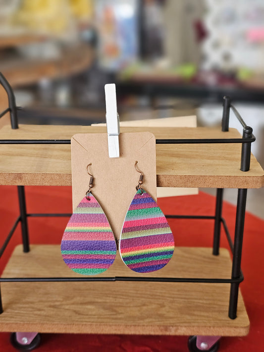 Striped Leather Earrings