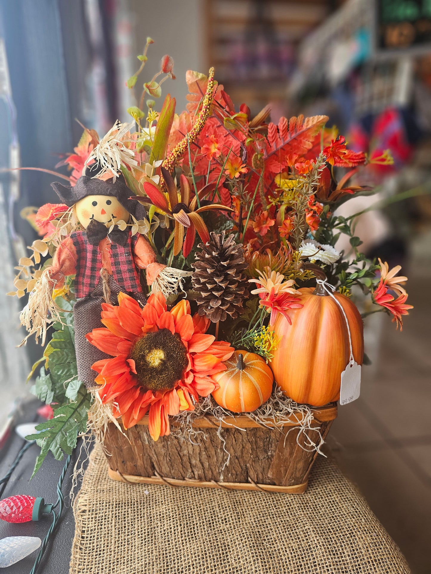Scarecrow Floral Basket Centerpiece