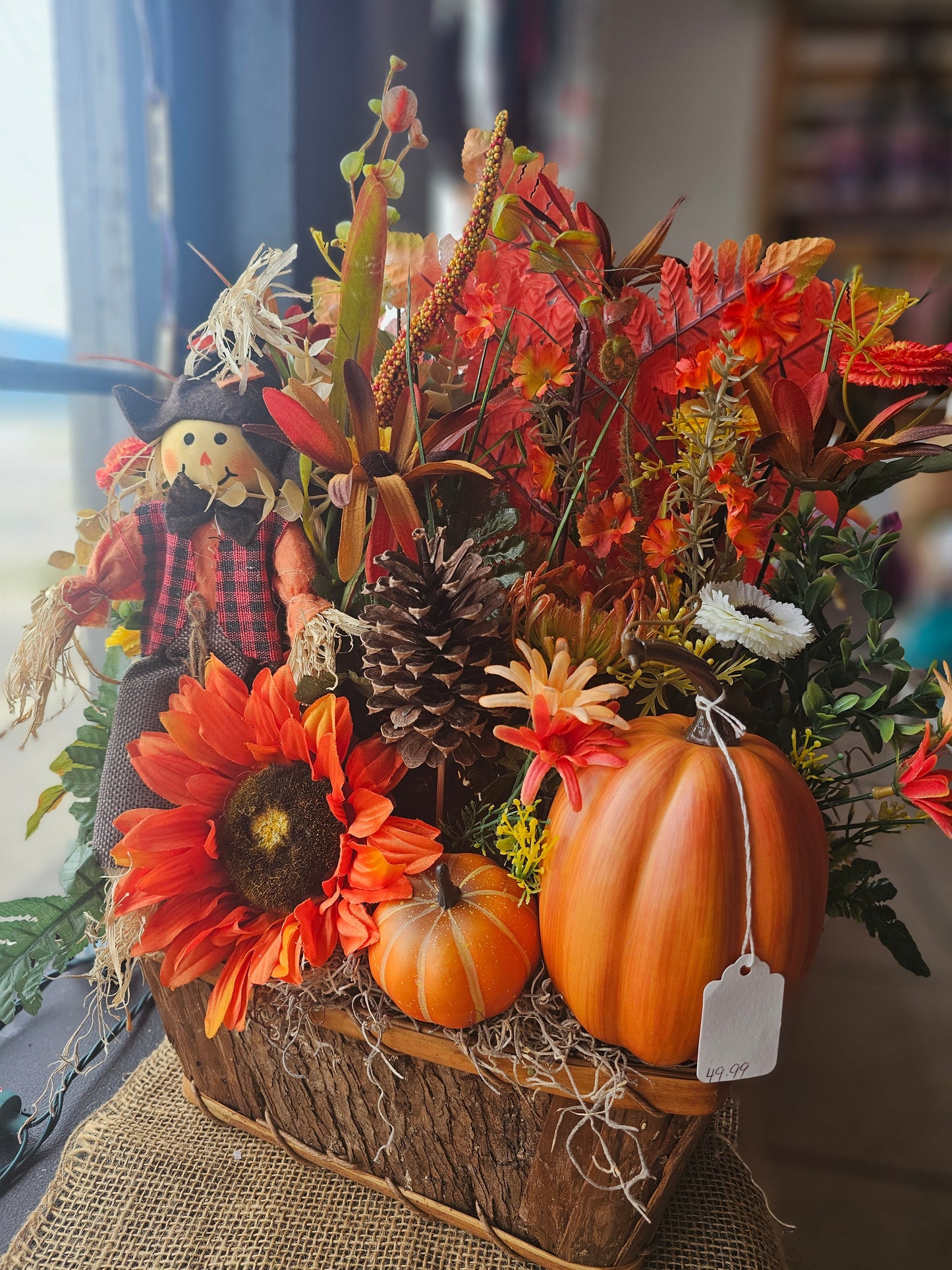 Scarecrow Floral Basket Centerpiece