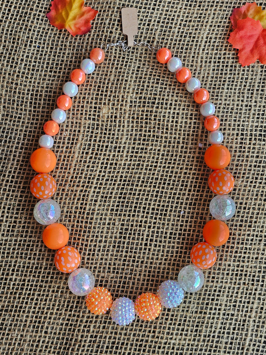 Orange Crystal Beaded Bubble Necklace