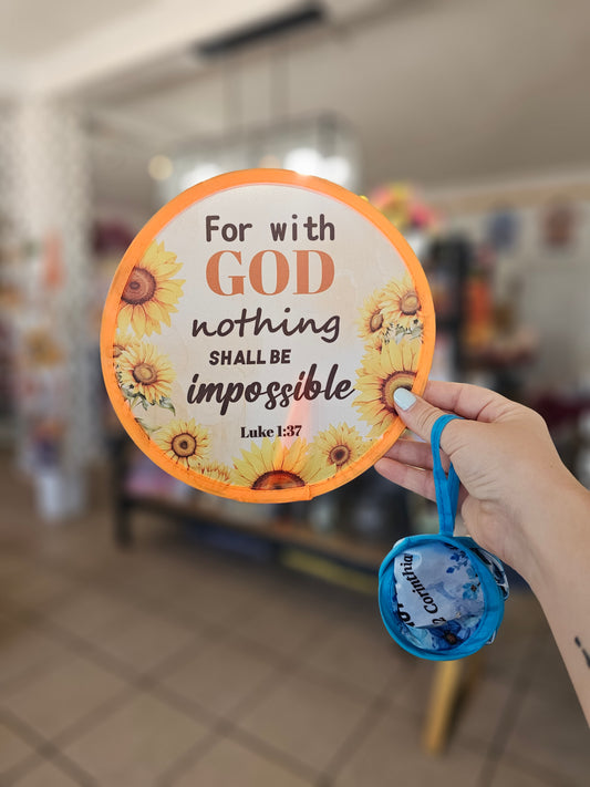 For With God Nothing Shall Be Impossible Luke 1:37 Collapsible Fan