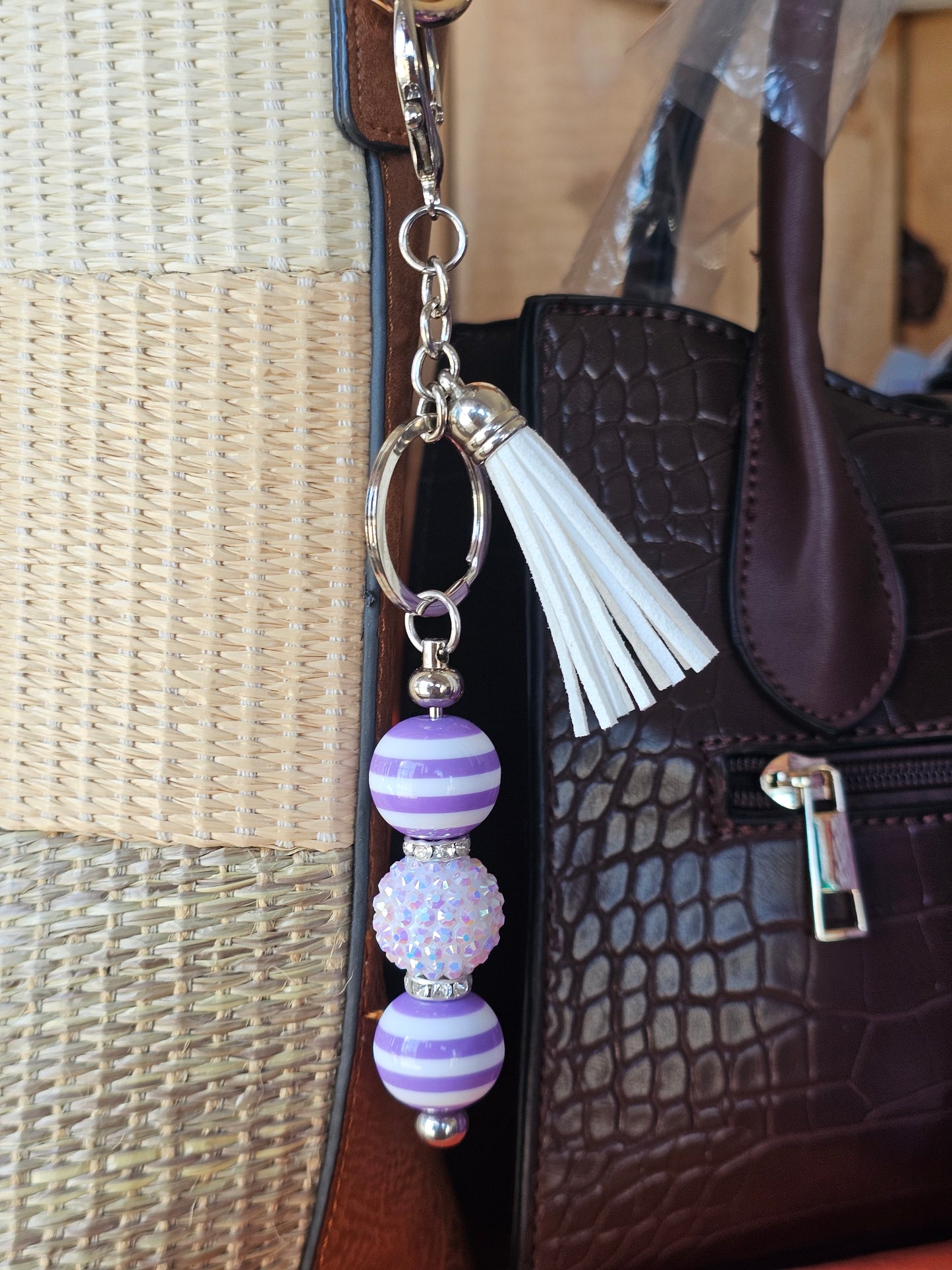 Purple Striped Bag Charm