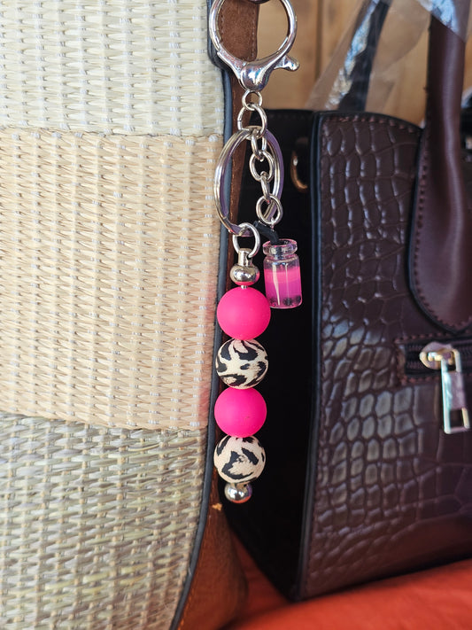 Pink Leopard Boba Bag Charm