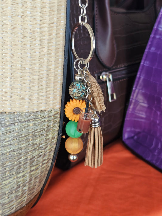 Sunflower Leopard Boba Bag Charm