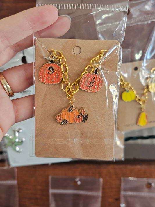 Floral Pumpkin Charm Bracelet