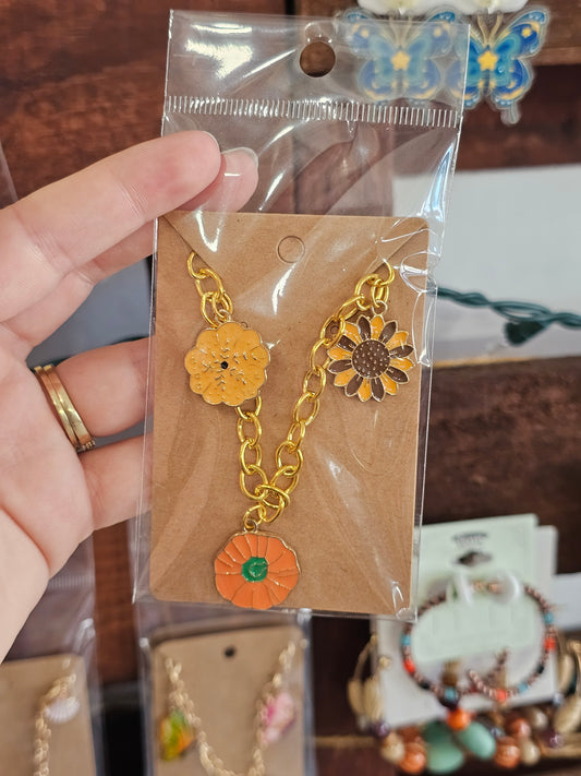 Fall Floral Charm Bracelet