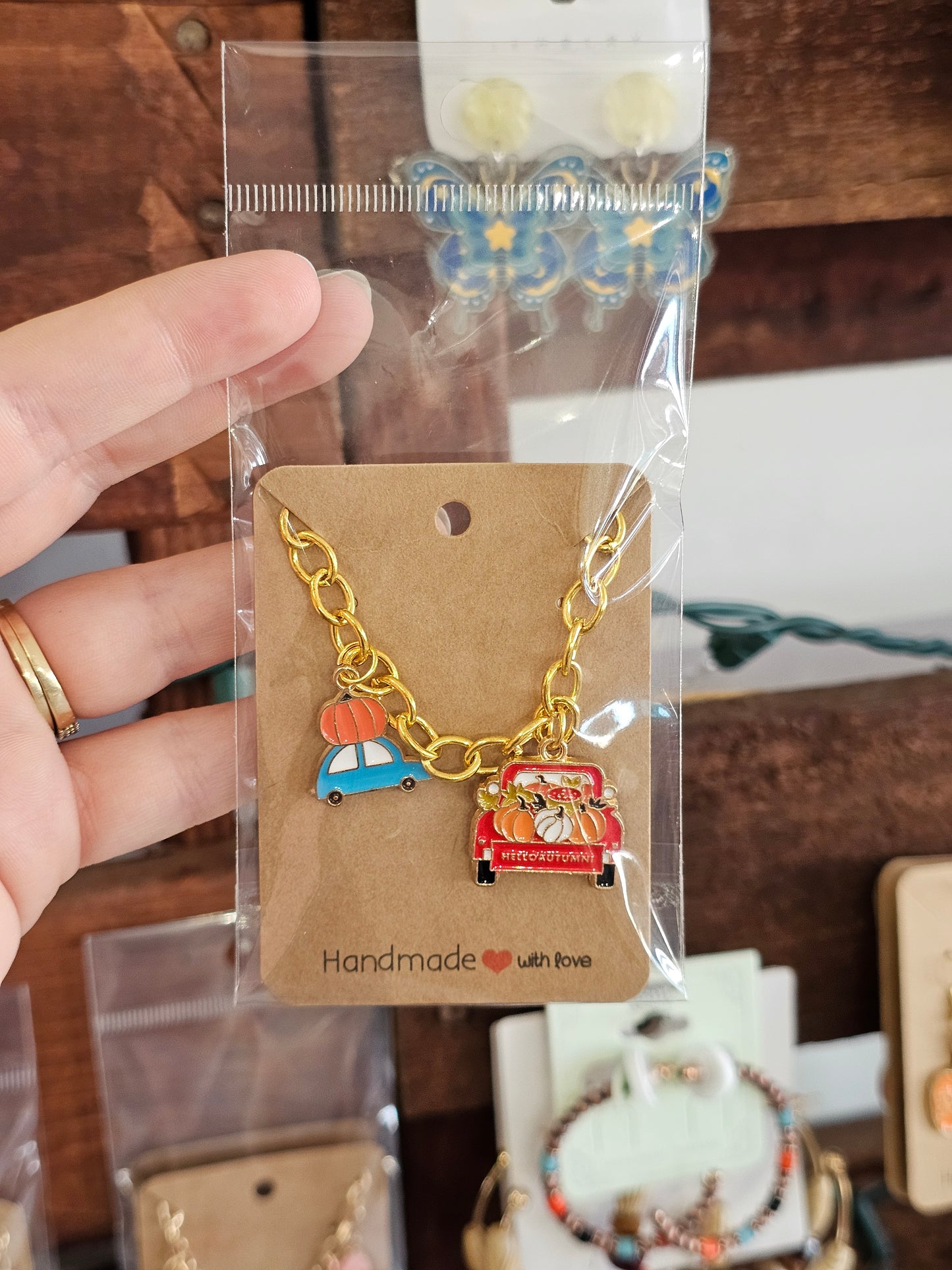 Hello Autumn Red Truck Charm Bracelet