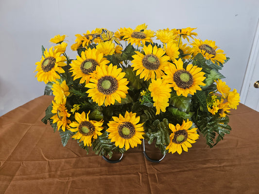 Sunflower Fields Arrangement - Headstone Style
