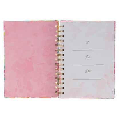 All Things Through Christ Multi-Colored Floral Large Wirebound Journal