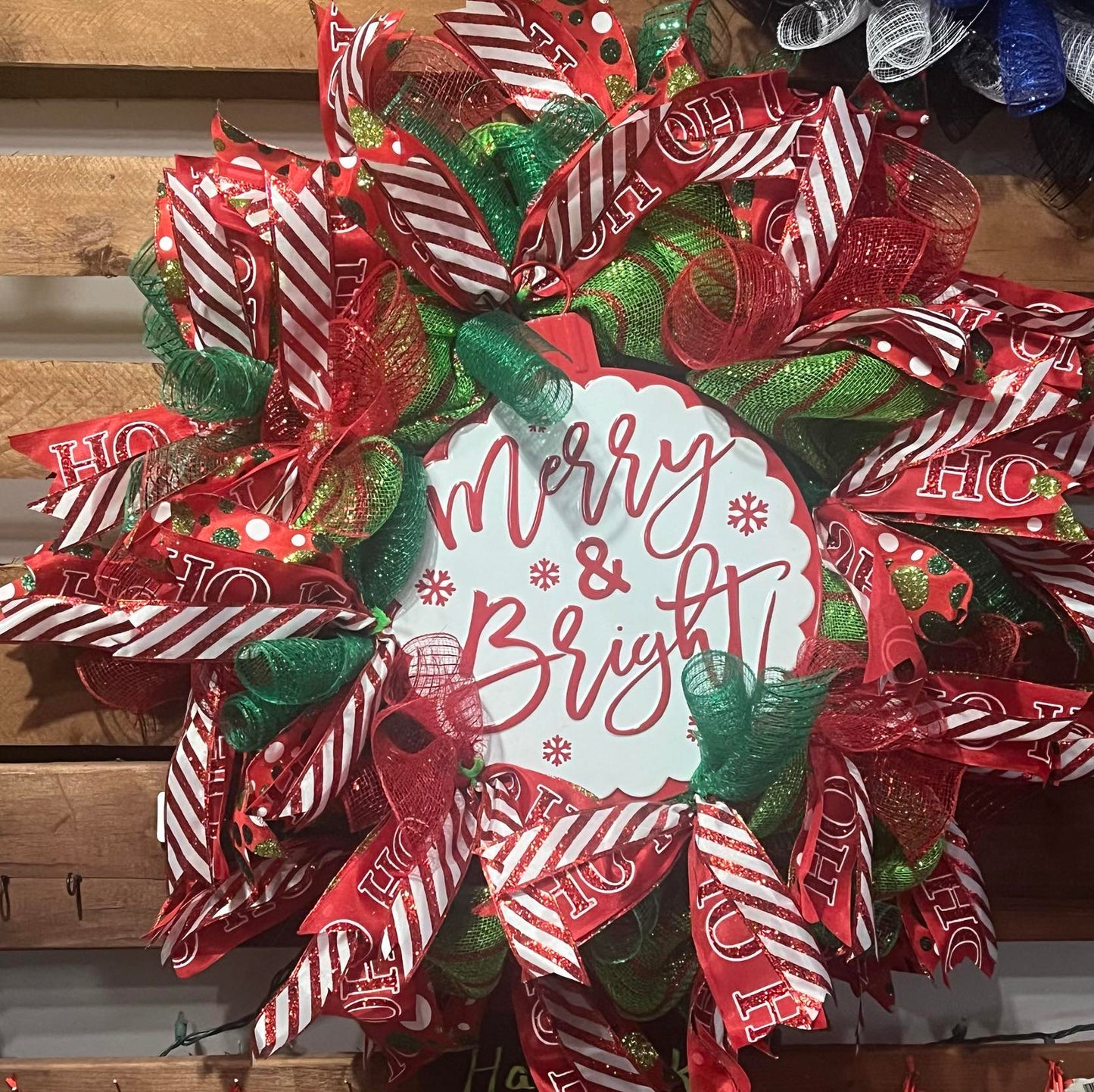 “Merry & Bright” Deco Mesh Wreath