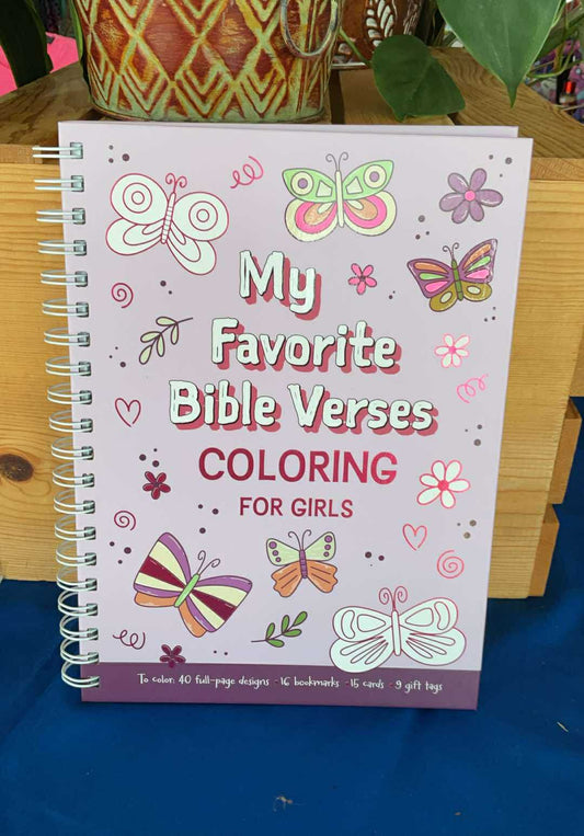 My Favorite Bible Verses Pink Wirebound Coloring Book for Girls