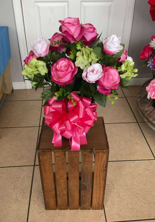 “Tenderly Remembered” in Pink Rose Arrangement