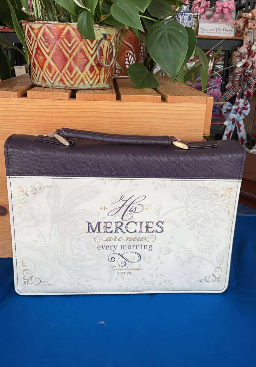 His Mercies Are New Dark Amethyst Purple Fashion Bible Cover - Lamentations 3:22-23