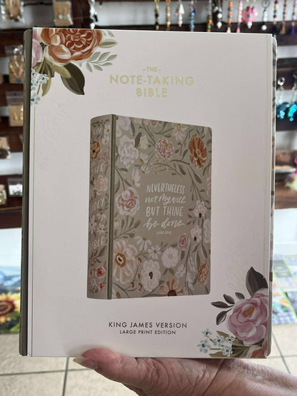 Sage Green Floral Hardcover Amelia Collection Large Print King James Version Note-taking Bible - Luke 22:42