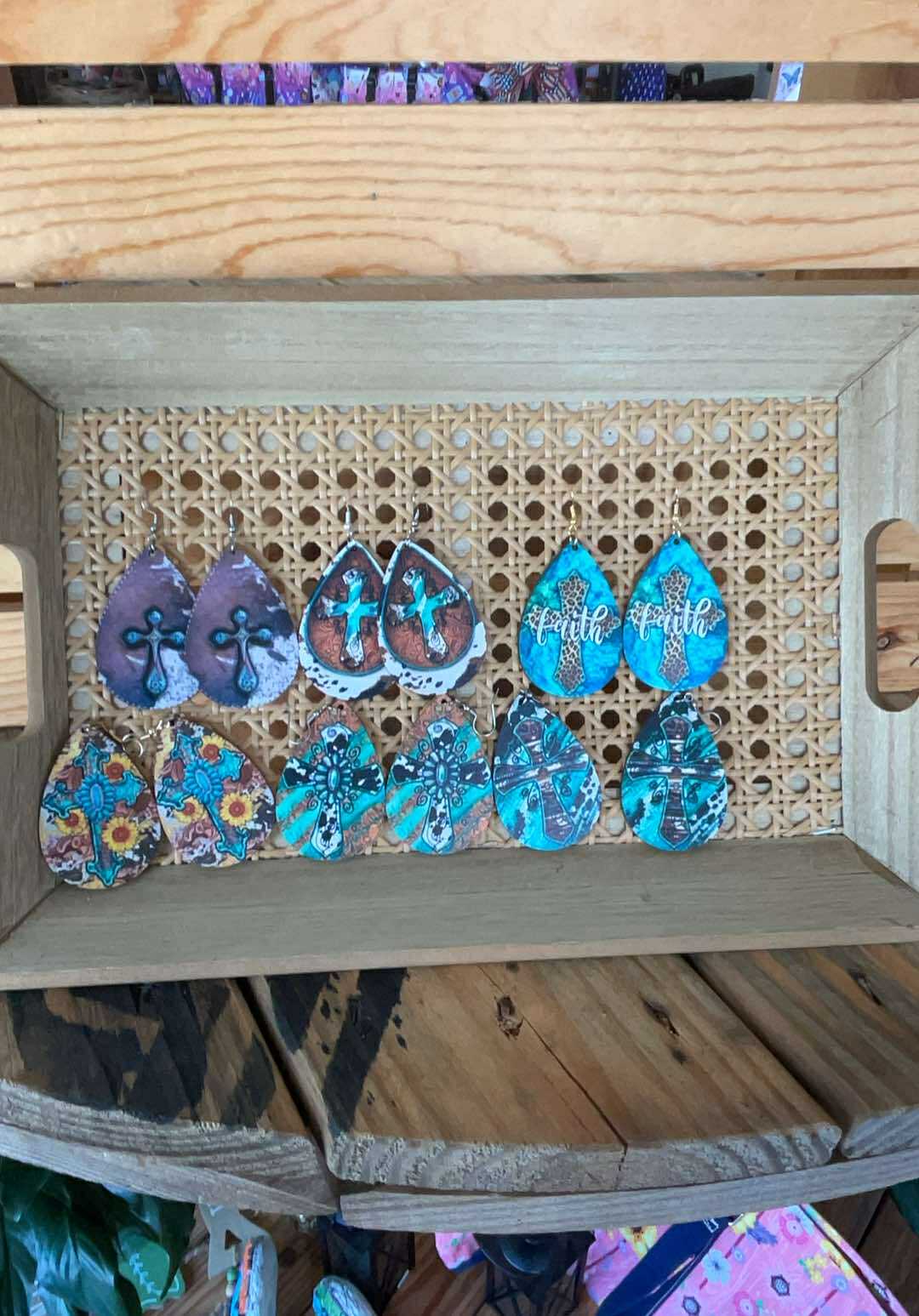 Western Cross Teardrop Earrings